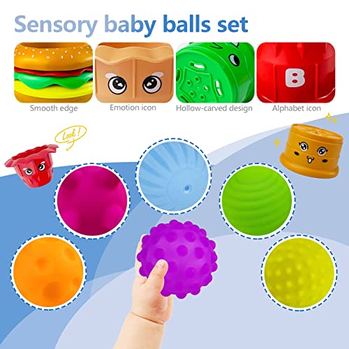 Sensory Toys For Toddlers 1-3, Soft Toddler Balls & Soft Stacking Rings & Soft Stacking Blocks For Baby Montessori, Baby Girl Toys 6 To 12 Months Toys For 6 Month Old Girls #TOP2