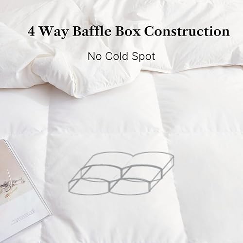 Miniatura 6 de Royal Elite - Edredón de plumas de ganso fabricado en Canadá-Certificado RDS para todas las estaciones, relleno de edredón de plumas tamaño Queen,