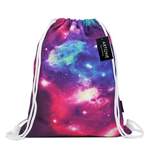 Artone Galaxy Canvas Drawstring Bag Travel Daypack Sports Portable Backpack Ink Blue