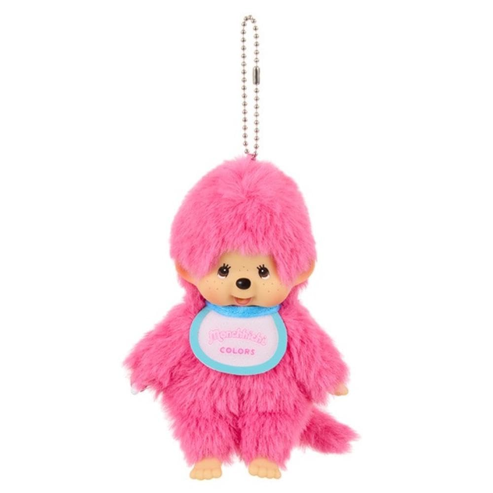 Sekiguchi Monchhichi COLORS Keychain Berry Pink Plush 5.3in Japan