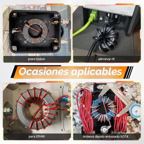 Anillo de ferrita de 2.4 pulgadas para suprimir interferencias RFI y optimizar antenas HF 3