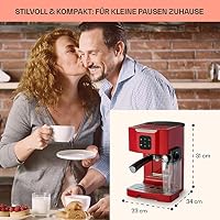 Klarstein 1,4 L Siebträgermaschine für 2 Tasse Kaffee, Mini Espressomaschine mit Milchschäumer, 20 Bar Siebträger Kaffeemaschine Klein, Gute Espresso Kaffeemaschine, Edelstahl-Espressomaschinen 1450 W – Ansicht 5