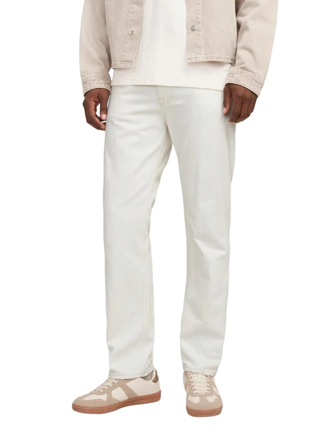 Jack & Jones Herren Jeans JJICHRIS JJCOOPER AM 900 Relaxed Fit Beige 12246401 Hoher Bund Knopfleiste W 33 L 36