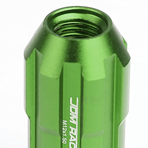 Image of DNA MOTORING LN-ZTL-9025-15-GN 20Pcs M12 x 1.5 Open End Style Wheel Lug Nuts w /Deep Drive Extension Adapter, 24mm OD /50mm H, Green
