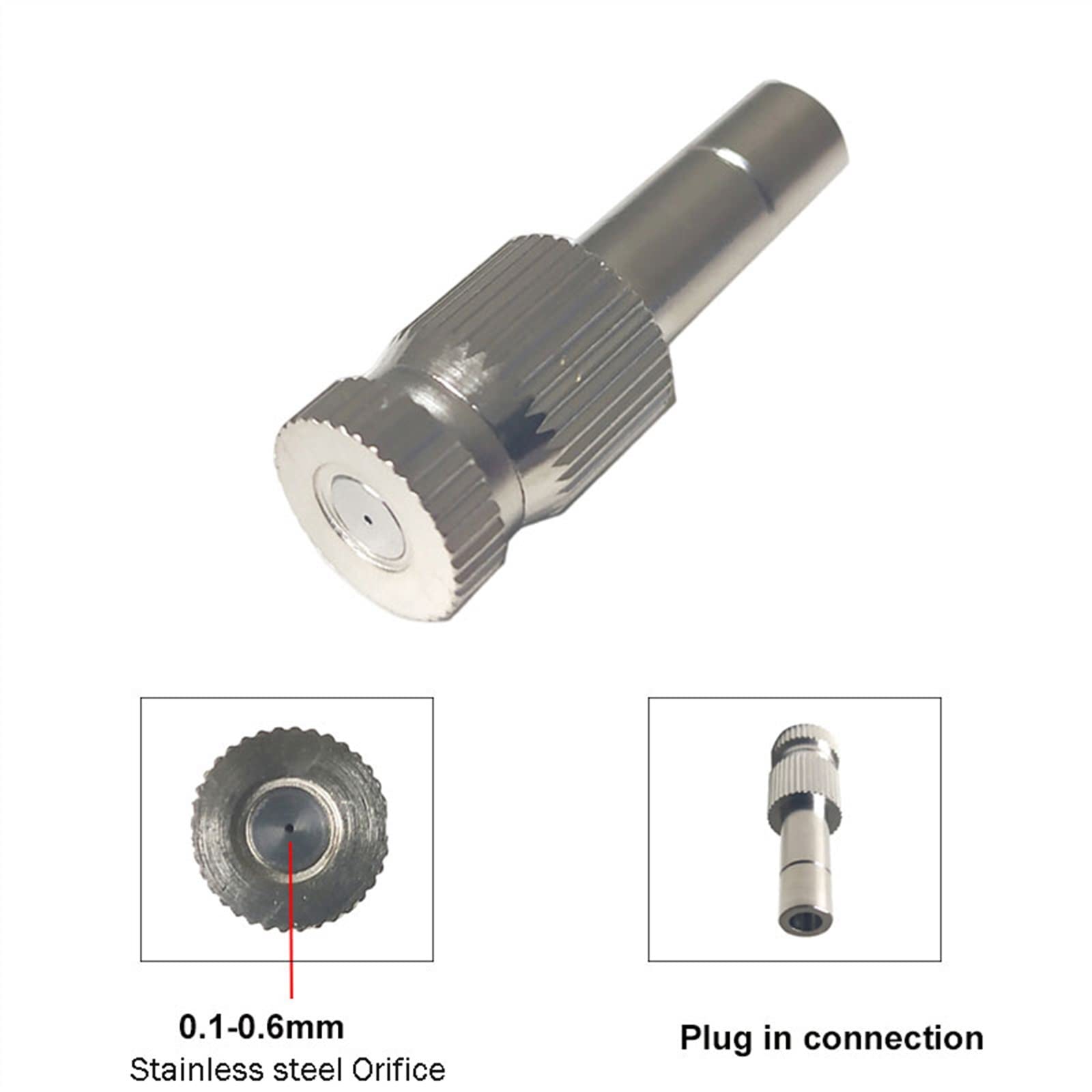 Boquilla de pulverización de Alta presión, Boquilla atomizadora de latón, Paquete de 10 boquillas de nebulización de Baja presión para refrigeración de Jardines de 0,1 a 0,6 mm (0,3 mm).
