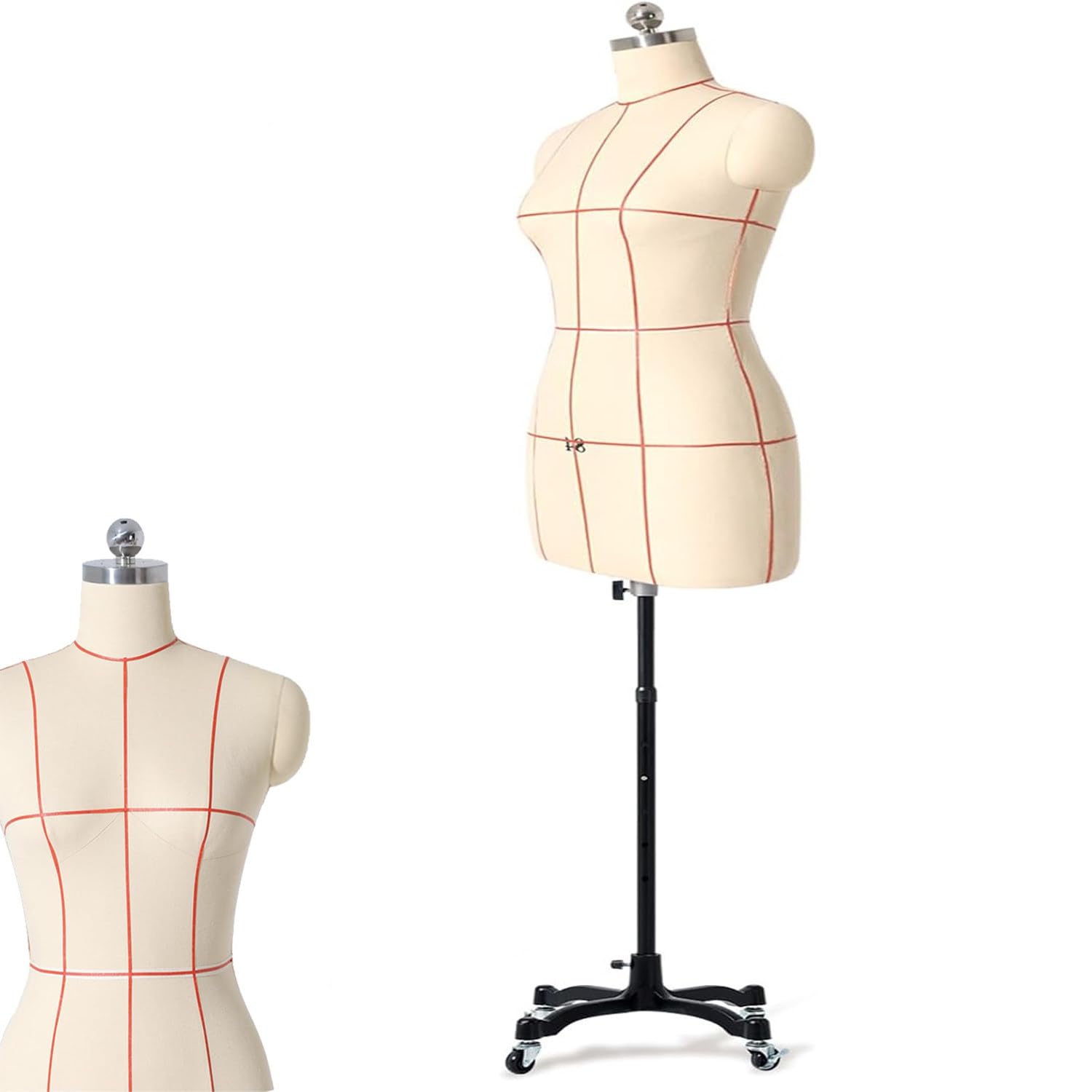 Maniqui Costura Mujer Modista Maniquí Costura con Ruedas,Mujer Forma Vestido,Modelo Maniquí Costurera Totalmente Fijable,Modelo Fabricación Patrones Pantalones 1/3D White 92yards