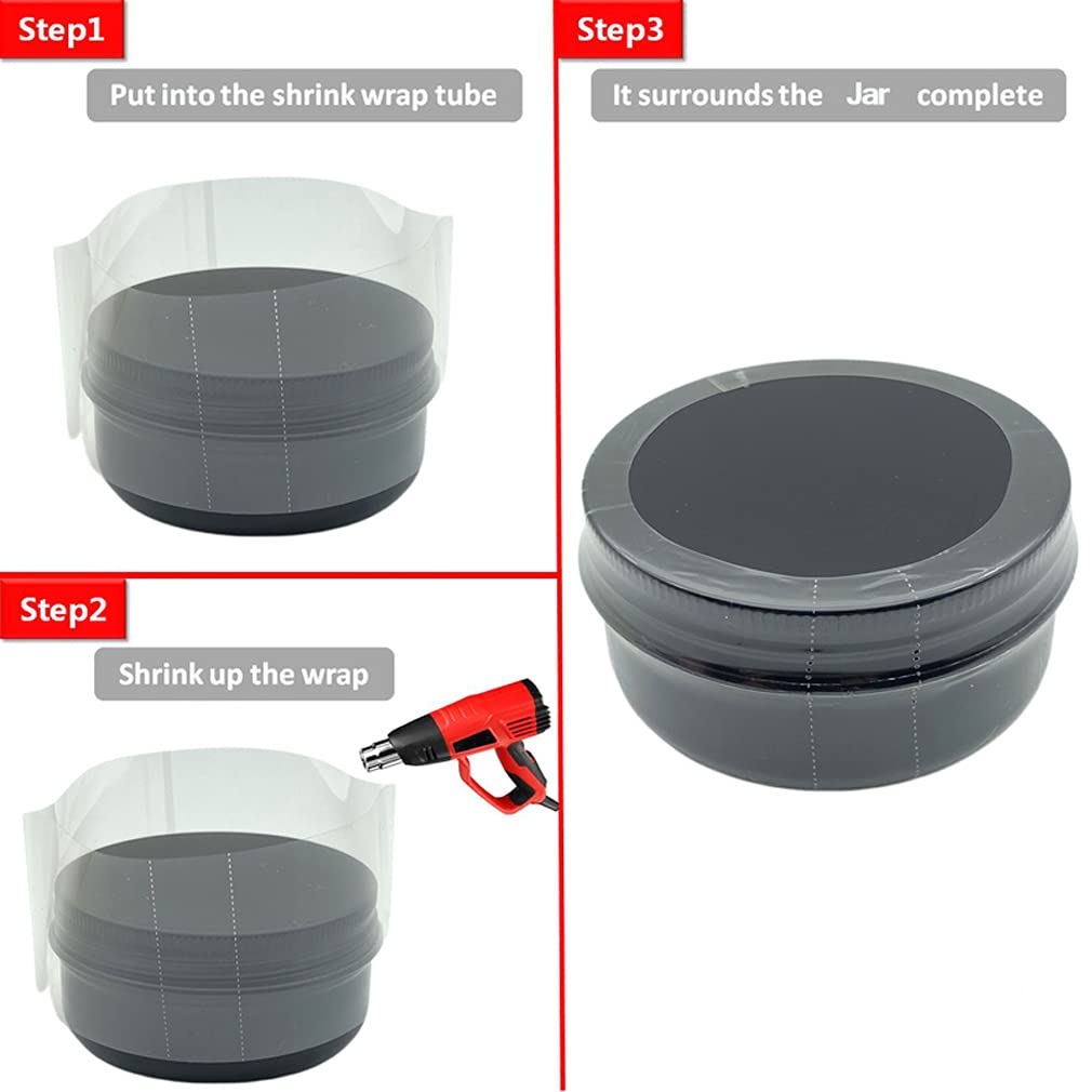 200Pcs Heat Shrink Wrap Film for 30g/1oz Aluminum Jar Tin, Shrink Seal Bands, Easy to Use, Make Products More Professional (For 30g Aluminum Jar)