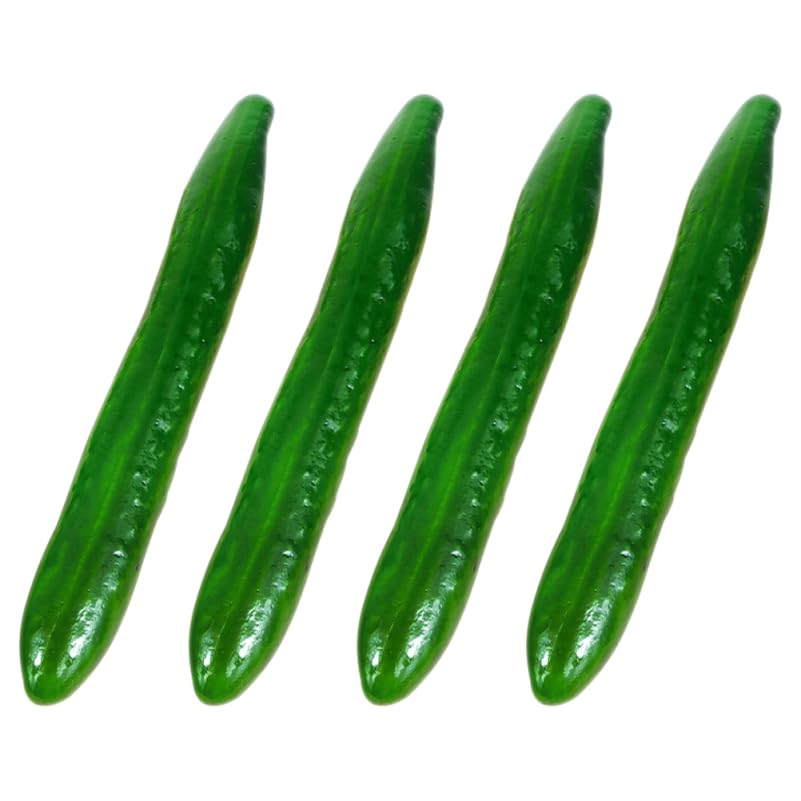 Pepino artificial realista de plástico verde para decoración con 4 piezas