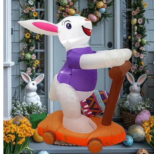 Lapin gonflable de Pâques étanche en PVC robuste de 1,5 M pour extérieur