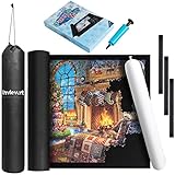 Lavievert ジャイアントジグソーパズルマット ロールアップ ポータブルパズルセーバーボード 大型フェルトパズルマット 収納キーパーホルダー 引き紐開閉ストレージバッグ&ハンドポンプ付き 最大3,000ピース用