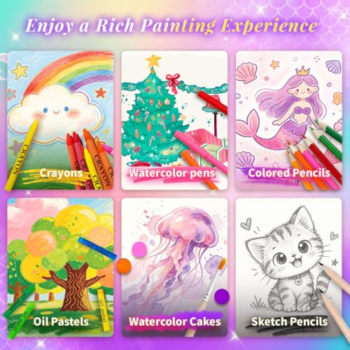 Cokiki Mermaid Art Set for Kids 184 Piece Drawing Kit - image 5
