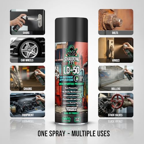 Image of LD-50 Multi-Purpose Spray | Rust Remover & Lubricant | Loosens Stuck Parts, Protects from Moisture, Cleans & Degreases | All-in-One for Home, Car, Bike, Garage & Industrial | 120ml | FORMULATION X2