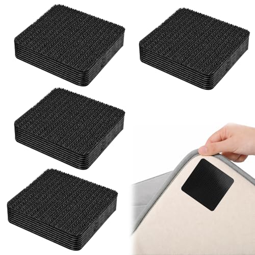 Yupaluz 32Pcs Rug Gripper For Carpeted Floor Rug to Carpet Grip Stop Rugs Moving Non Slip Matting Sticky Grips Invisible Anti Slip Pads for Carpeted Floor Sofa Cushion Car Boot (5 x 5 cm)
