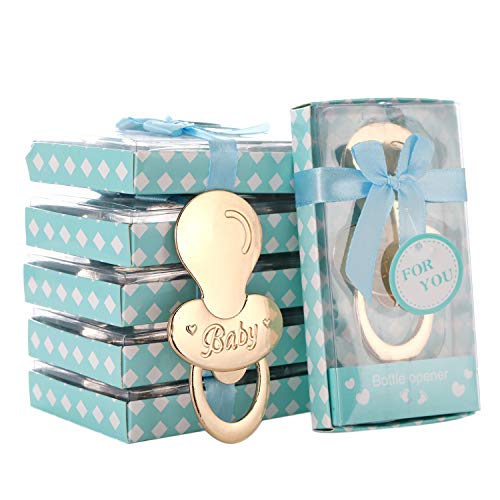 Yuokwer 12pcs Bottle Opener Boy Baby Shower Favor For Guest,Cute Baby Bottle Opener for Weddig Party Favors, Baby Shower Favor Decorations,Birthday Party Favor for Boy (Blue baby, 12)