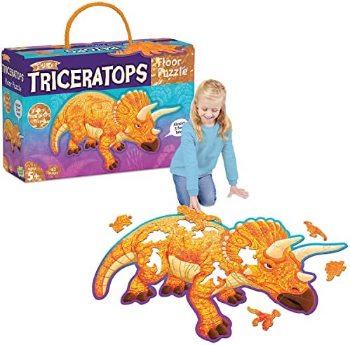 Home 140 Peaceable Kingdom Giant Floor Puzzles with Uniquely Fun Shaped Pieces for Kids Ages 3+ Gifts for Boys and Girls – Triceratops