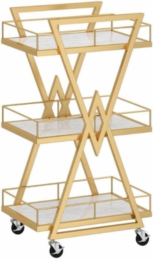 3-Tier Kitchen Cart on Wheels, Iron Rolling Serving Trolley, Eco-Friendly d Utili Cart for Home & Hotel, 45x30x85 cm, & Functal Sto Solut