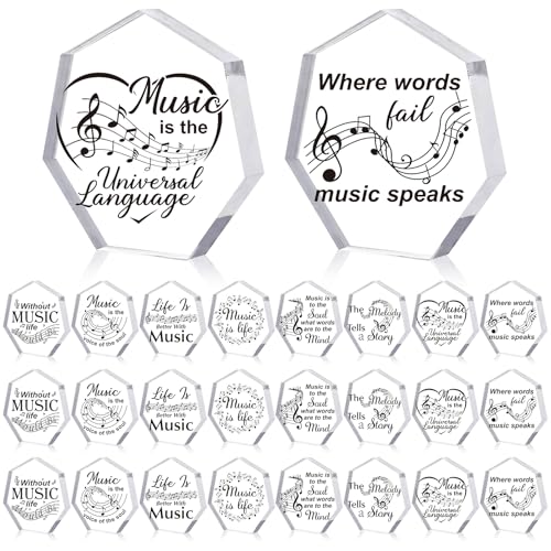 Cunno 24 Pcs Music Awards Trophy 2.3 x 2.35 Inch Acrylic Music Note Award Bulk Plaques Team Prize Gift Trophies for Competition Musician Teacher