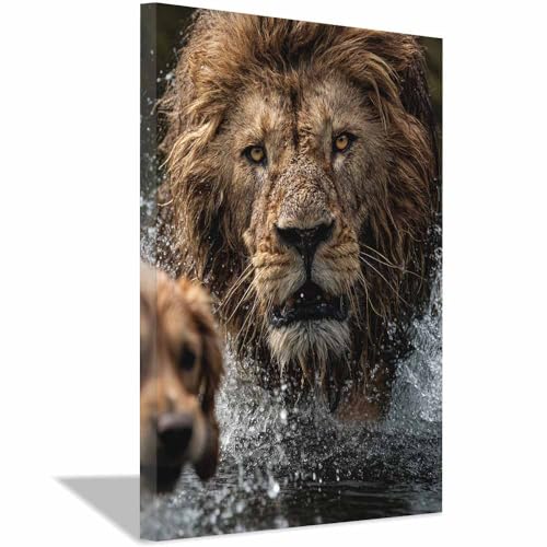 Impression d'art lions tableau decoration murale haut de gamme 60x90cm