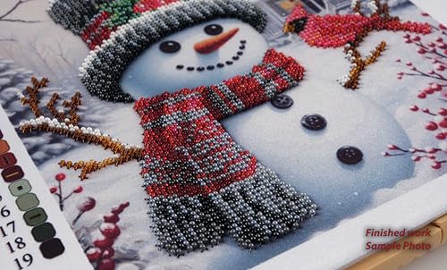 Image of AllAboutEmbroideryUA Bead Embroidery Kit Snowman DA-1108 | Beaded Cross Stitch, Christmas, Beadwork, Needlework