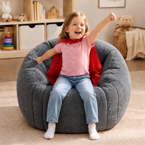 Image of HUGHEAVEN Kids Bean Bag Chair, Small Memory Foam Sofa, Ages 3+