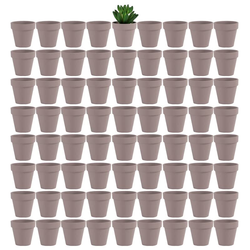 Yishang 72 pcs Small Mini Grey Clay Pots, 2.5'' Terracotta Pot Clay Ceramic Pottery Planter,Cactus Flower Terra Cotta Pots,Succulents Nursery Pots,