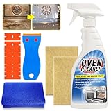 Tiepetly Oven Cleaner Heavy Duty 500ml, Complete Oven Cleaner Non Toxic Fume Free with Non-Scratch Scraper, Cloth, Easy Deep Clean for Racks, Grills, BBQ, Air Fryers, Kitchens, Outdoor and Vehicles