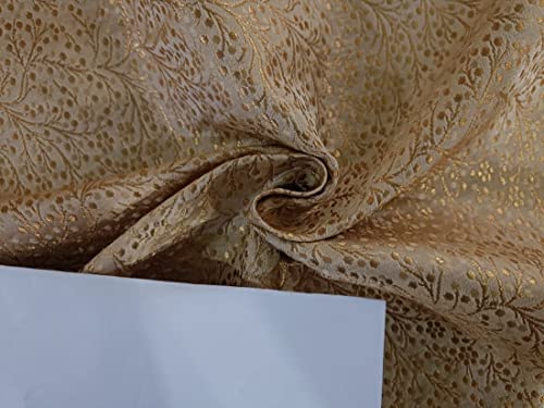 Tissu brocart de soie beige et doré BRO845 pour confectionner une robe de soirée