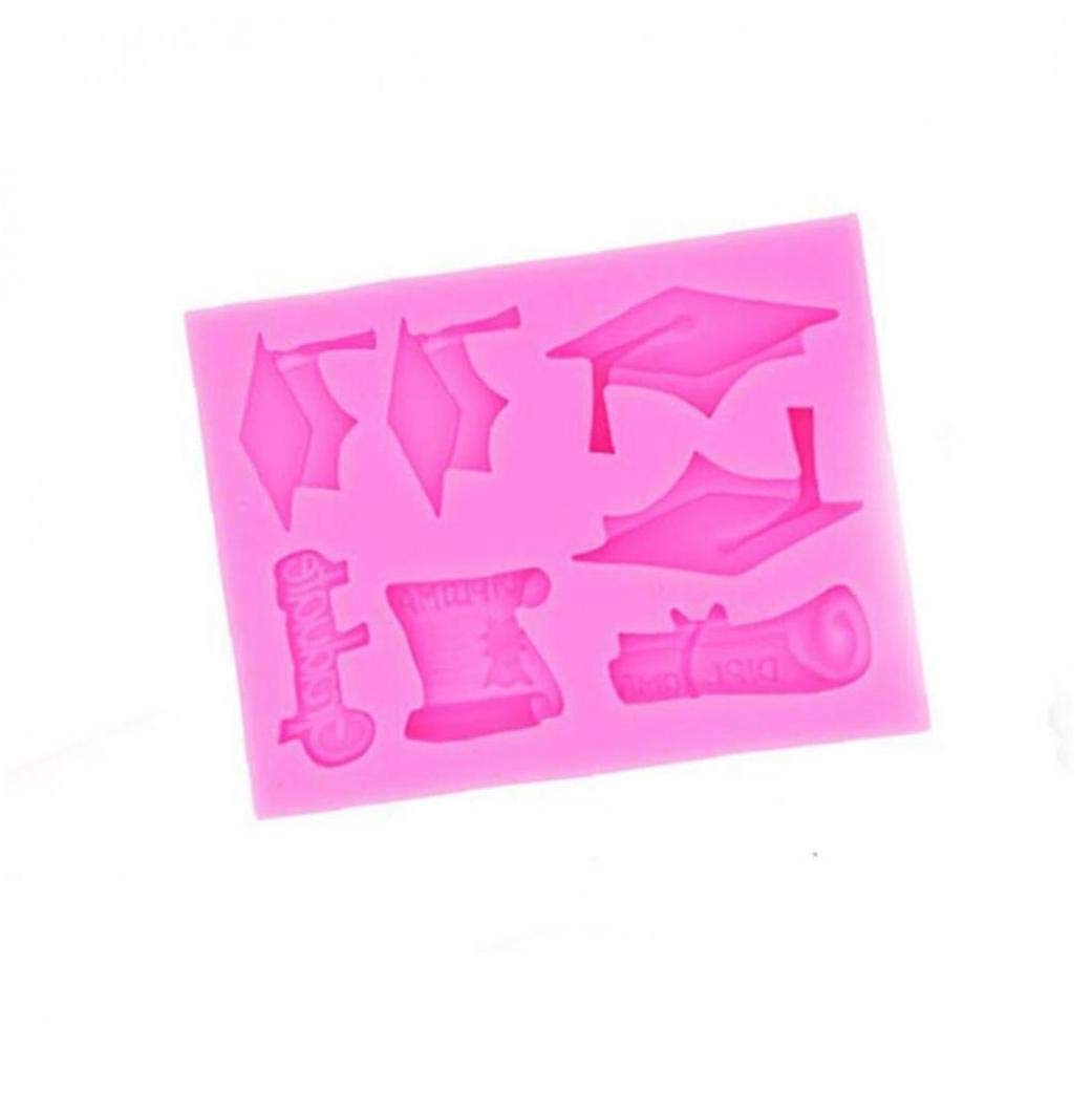 Pinicecore Pink Silicone Fondant Mold Graduation Hat Shape Cake Decorating Chocolate Mould Kitchen Baking Tool