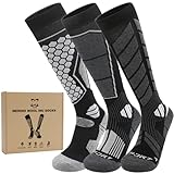 Xllhjg 3 Pairs Merino Wool Ski Socks for men women,warm winter socks for Skiing Hiking Cysing Hunting,Cold Weather Moisture wicking Knee-high boot socks
