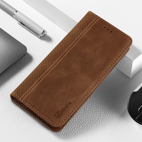 Protection OnePlus 13 AKABEILA étui cuir support marron clair - 2