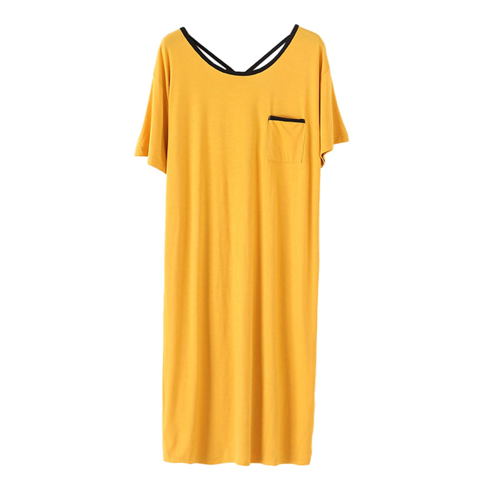 Generic Damska koszula nocna z krótkim rękawem Seksowna bez pleców koszula nocna z dekoltem w szpic Miękka koszula nocna L-3XL