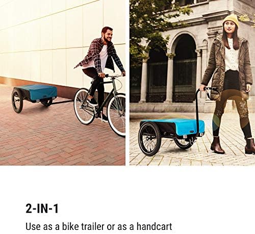 Klarfit Companion Bike Trailer Cargo Trailer Trolley - Trailers, Loading Area: 42 x 63 cm/Approx, 40 kg Load, Powder-Coated Steel Frame, 16 Wheels, Waterproof Cover, Blue