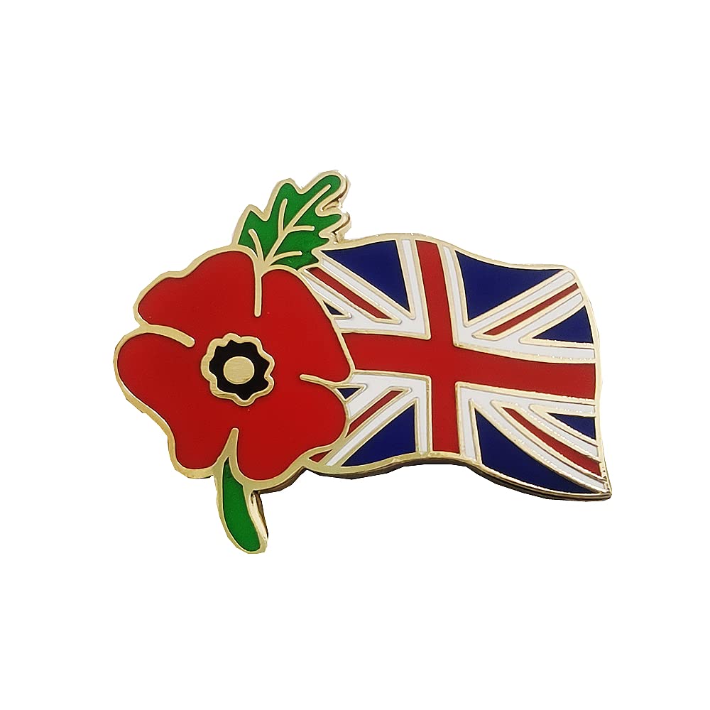 LevviyeRed Poppy Union Jack Flag Badges Pins Brooch Lest We Forget Remembrance Day