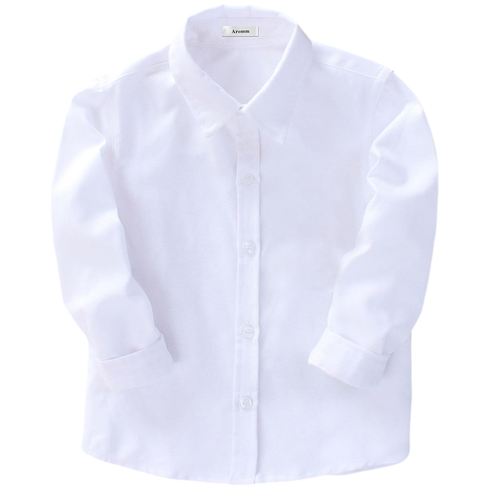 Garçons Manche Longue Chemise Habillée Solide L'école Uniforme Hauts Vêtements avec Cravate et Nœud Papillon