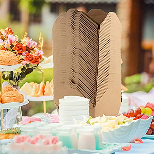 Scatola di Pasta Box Alimenti da Portare con Coperchio Pieghevole 500ml A prova di perdite I Box di Carta Rettangolare I Cartone Kraft Marrone Box Compostabile I Scatole Usa e Getta 200