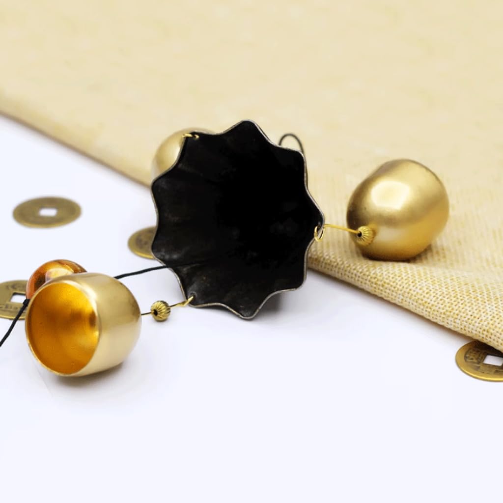 KRILLIQ Carillons éoliens Carillons éoliens rétro en cuivre Pur pour la décoration, Beaux Cadeaux de Cloches à Vent Lotus à Neuf Feuilles pour la Cour pour Le Jardin