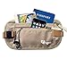Egoz Travel Money Belt RFID Blocking - Under Clothes Waist Bag - Hidden Security Pouch For Cash Cards Passport Tickets - 2 Zip Pockets Adjustable Strap Side Clip Washable Light Slim Comfort (Beige)