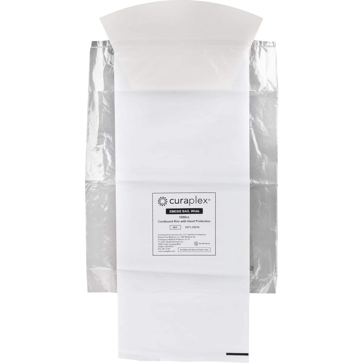 Curaplex White Emesis Bag for Vomit with Cardboard Rim and