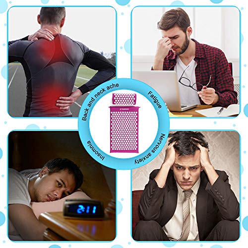 TOMSHOO Acupressuurset, acupressuurmat & acupressuurkussen in de ideale set ter verlichting van hoofd- en nekpijn, met… - Image 8
