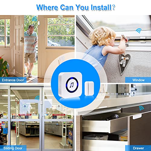 Door Chime,Wireless Door Sensor- Sanjie Door Entry Chime With 55 Chimes 5 Adjustable Volume Mute Mode For Business/Home/Store,Door Open Alert With 1000Ft Range Led Indicators 2 Receivers +2 Sensors … #TOP3