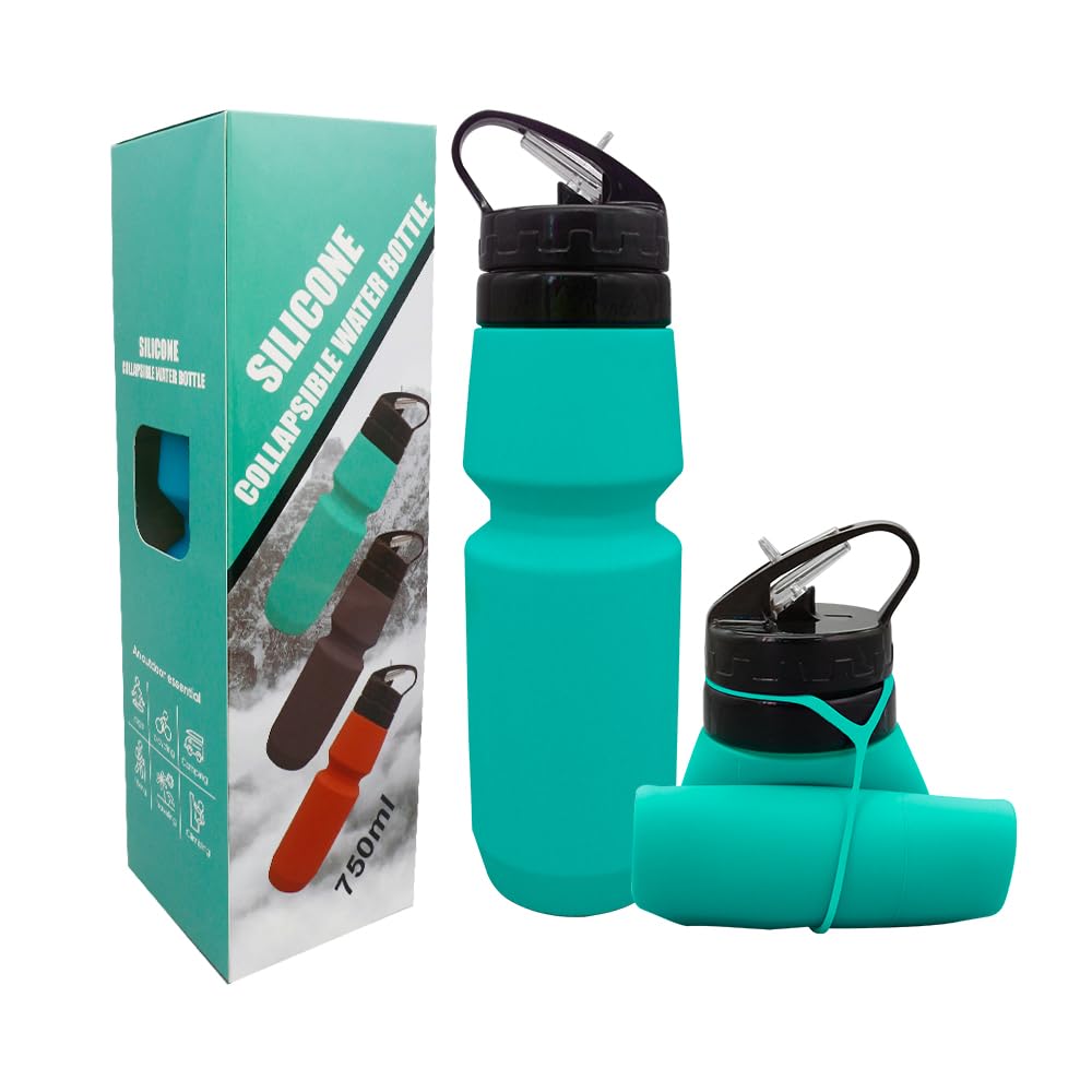 AimdonR Botellas de agua plegables (750 ml), botellas de agua plegables de silicona para viajes y deportes al aire botella a prueba de fugas para senderismo, taza plegable de TPU, sin BPA AimdonR Botellas de agua plegables (750 ml), botellas de agua plegables de silicona para viajes y deportes al aire botella a prueba de fugas para senderismo, taza plegable de TPU, sin BPA