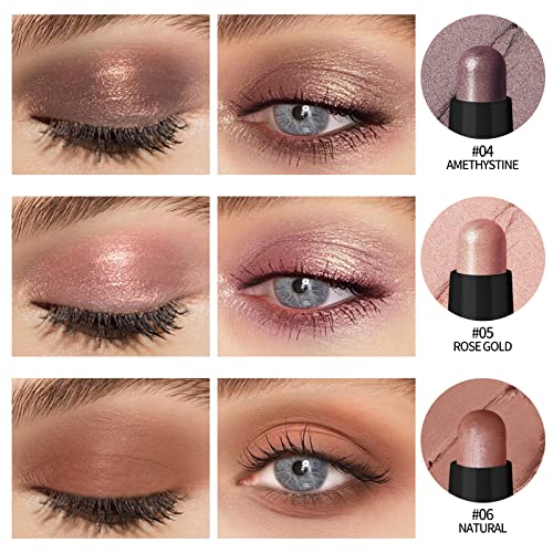 Kimuse 6Pcs Shimmer Cream Eyeshadow Stick,Brightener Eyeshadow Pencil Crayon,Waterproof Eye Shadow Stick Sets With Crease-Proof, Smudge-Proof And Long Lasting Eye Shadow Make Up #TOP4