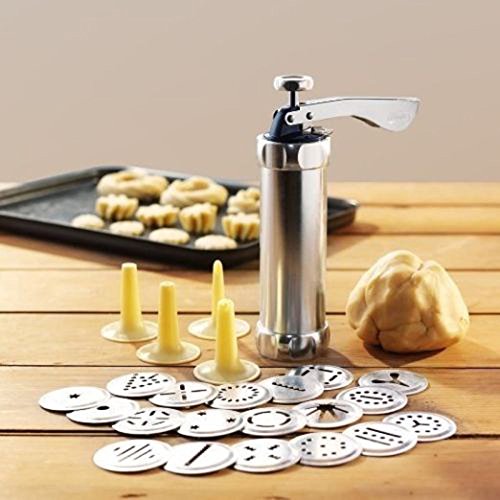 kangOnline Biscuit Press Set Cookie Maker Machine Kit Stainless Steel 20 Discs 4 Icing Tips Spritz Dough Biscuits Making Tools - Image 3