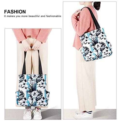 Image of KAMO Floral Tote Bag - Waterproof Lightweight Handbags Travel Shoulder Bag for Hiking Yoga Gym Swimming Travel Beach