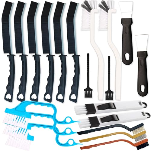 20 PCS Crevice Cleaning Brush Set - Multi-Purpose Hard Bristle Brushes for Deep Cleaning Kitchen, Bathroom, Grout, Sink, Cup, Blender, Corners, Tight Spaces