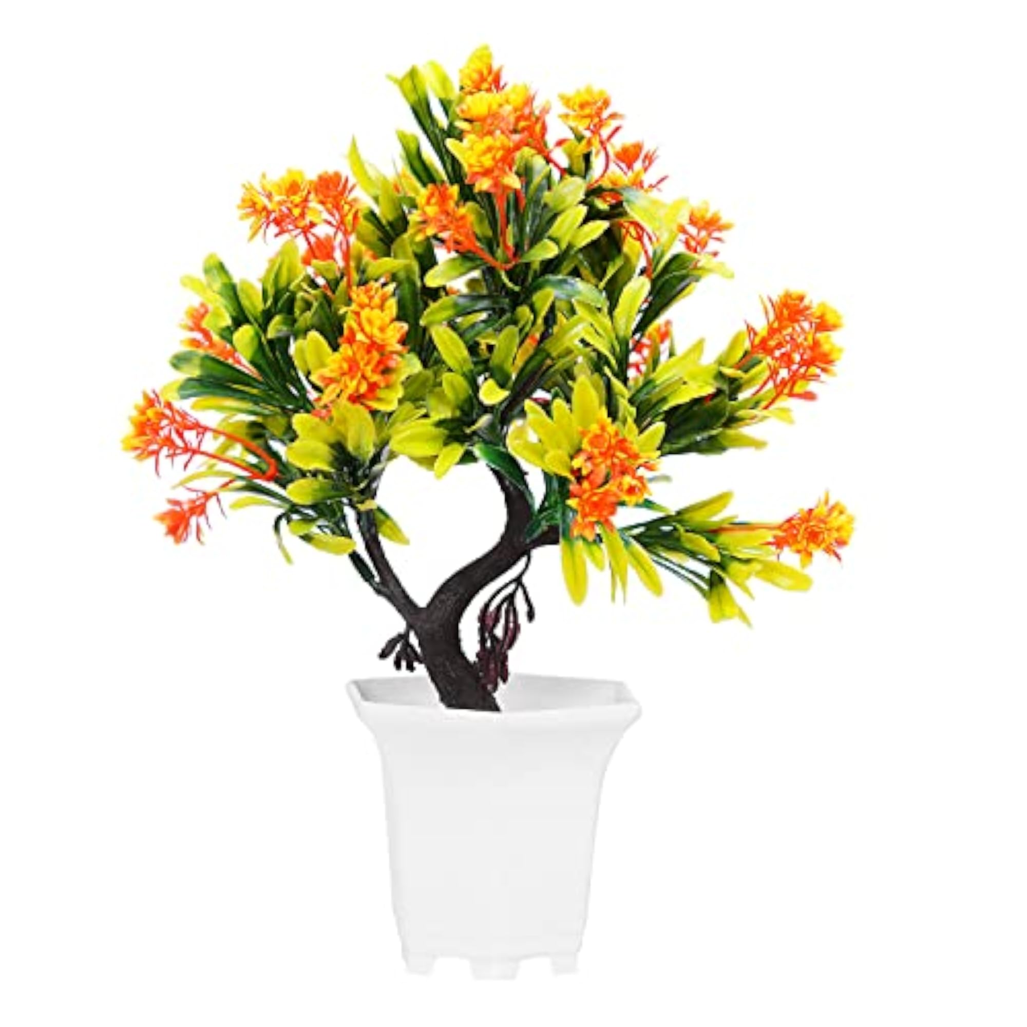 Multicoloured Indoor Artificial Plants with White Plastic Pot
