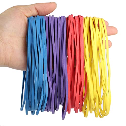 Hemiks 60 Pcs Large Elastic Bands, Colored Rubber Bands Sturdy Thick Elastic Rubber Band for Office Home Bank School Supplies Crafts DIY