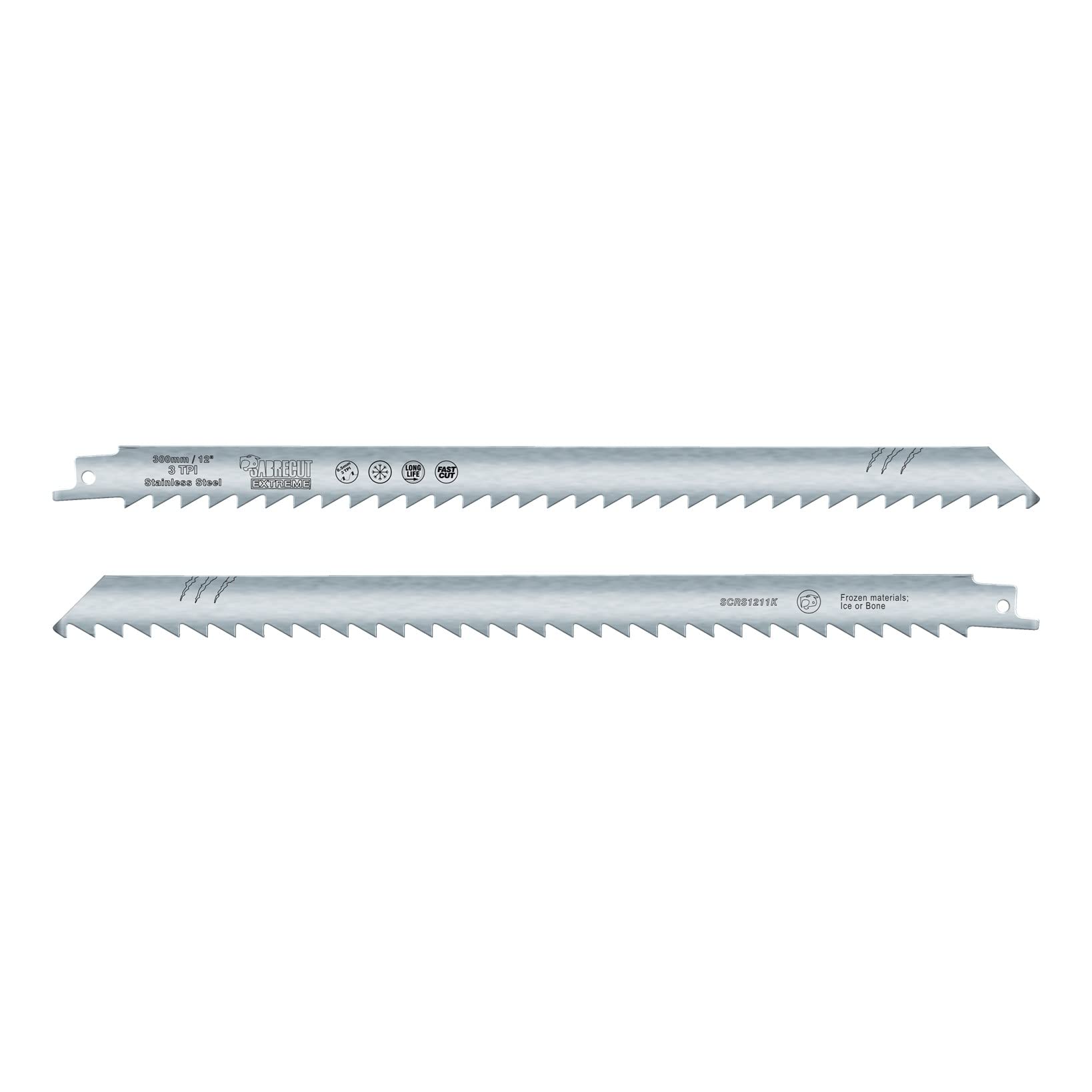 5 x SabreCut SCRS1211K 300 mm 3 TPI S1211K Materiales congelados rápidos, hojas de sierra de sable para corte de hueso y hielo Compatible con Bosch Dewalt Makita y muchos otros