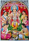 Craftsofindia Satyanarayan Glitter Poster – 5x7 Inch Hindu Devotional Wall Art of Lord Vishnu as Satyanarayan Bhagwan with Sudarshana Chakra – Spiritual Home Temple Decor, Gift for Satyanarayan Pooja, Thursday Vrat, Pooja Room