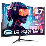 Monitor Gamer Curvo 27 polegadas Z-Edge, FHD 1080P 280Hz 1500R, monitor MPRT ultrarrápido de 1 ms,16,7 milhões de cores, 2 x DP 1.2/2 x HDMI 2.0, Ajuste de Inclinação, Suporte VESA, Sem Bordas